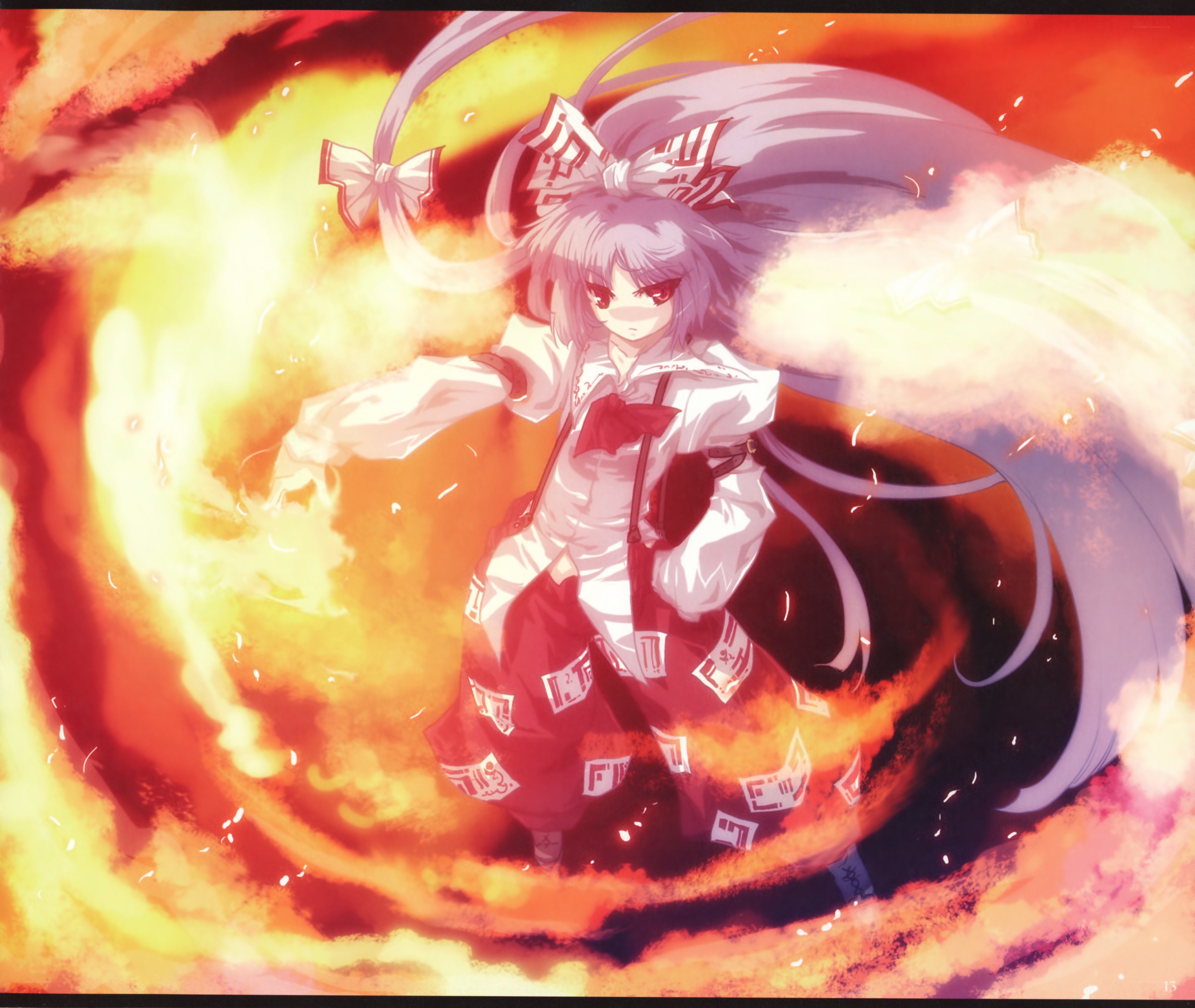 Anime girl in fire vortex