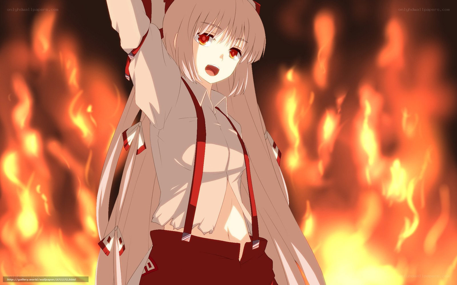anime girl in fire