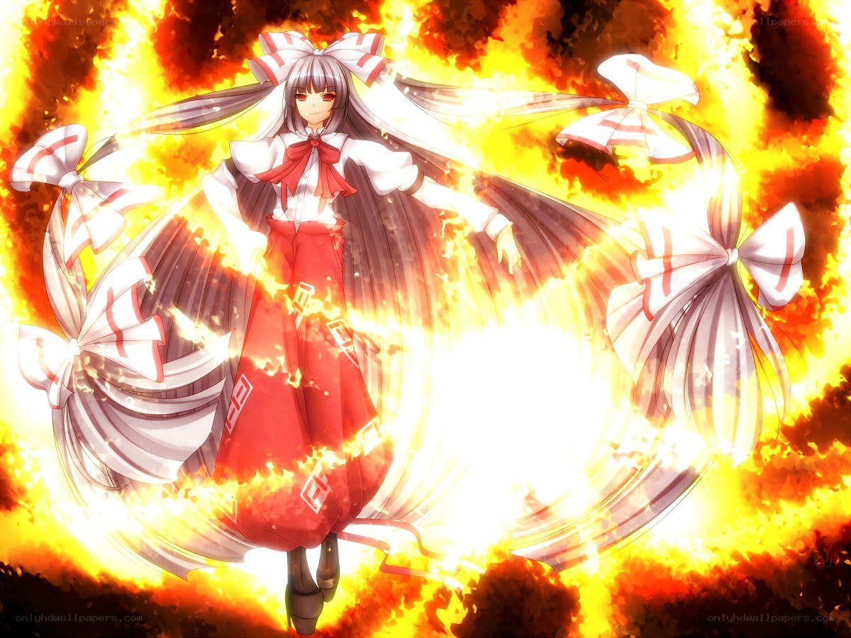 Anime girl in firestorm
