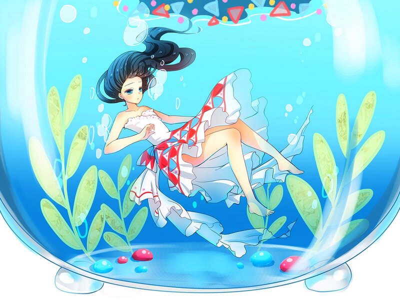 Anime Girl in Fishbowl — Blue