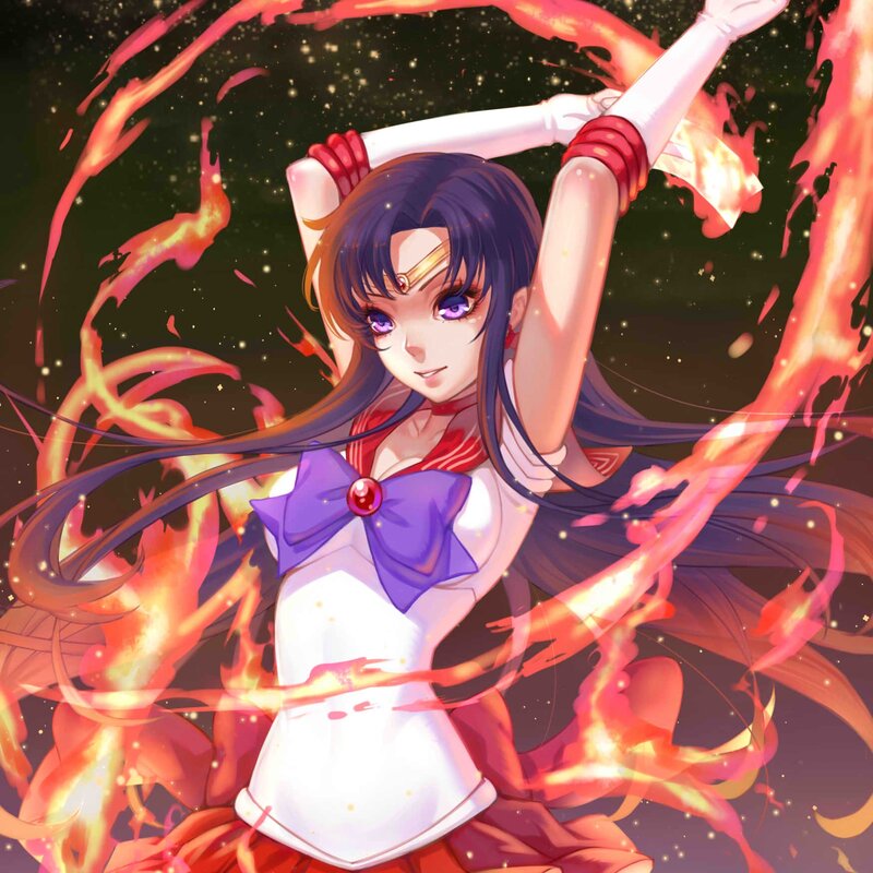 Anime Girl in Flames — Purple