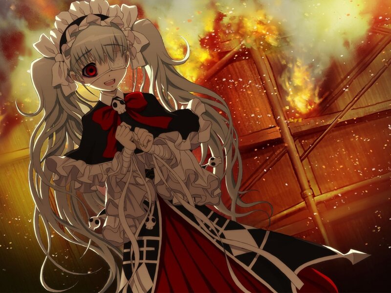 Anime Girl in Flames — Red, Dramatic, Fire, Explosion