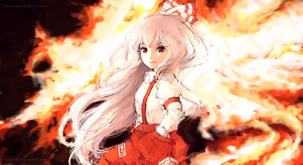 anime girl in flames