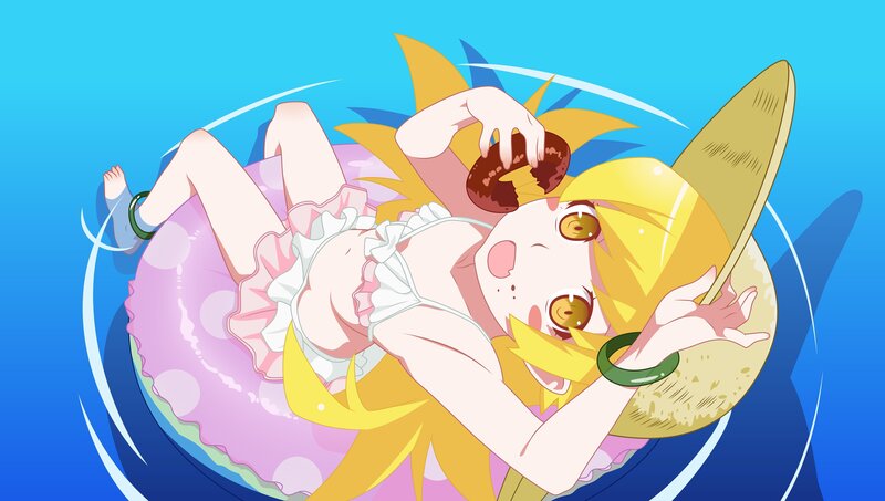 Anime Girl in Floatie — Blue, Playful