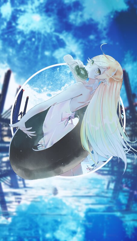 Anime Girl in Floatie — Blue, Serene