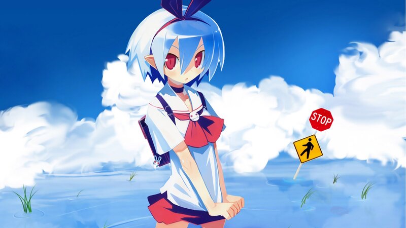 anime girl in flooded field