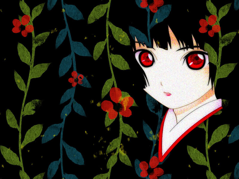 anime girl in floral background