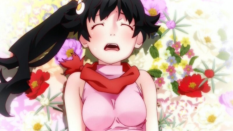anime girl in floral background