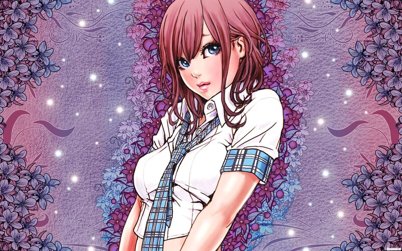 anime girl in floral background