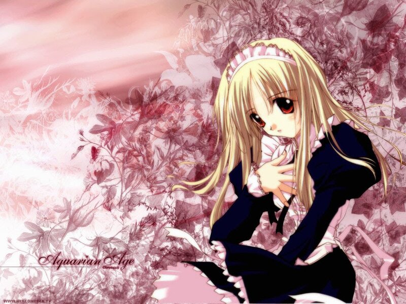 anime girl in floral background