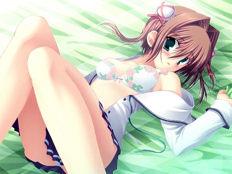 anime girl in floral bikini