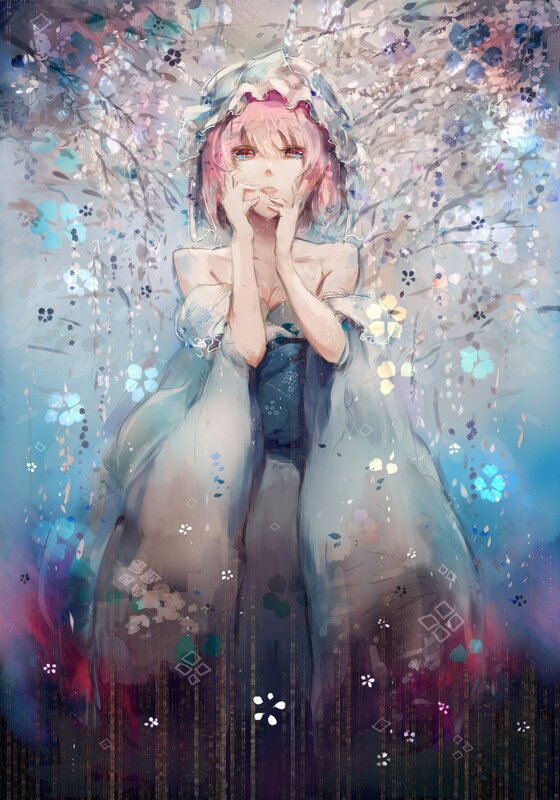 Anime girl in floral dream