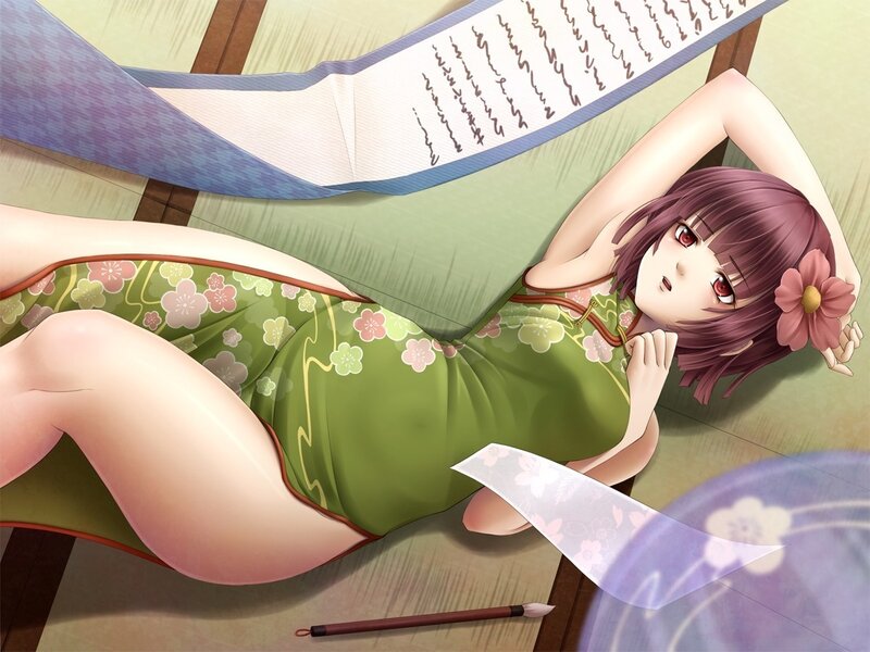 Anime girl in floral dress