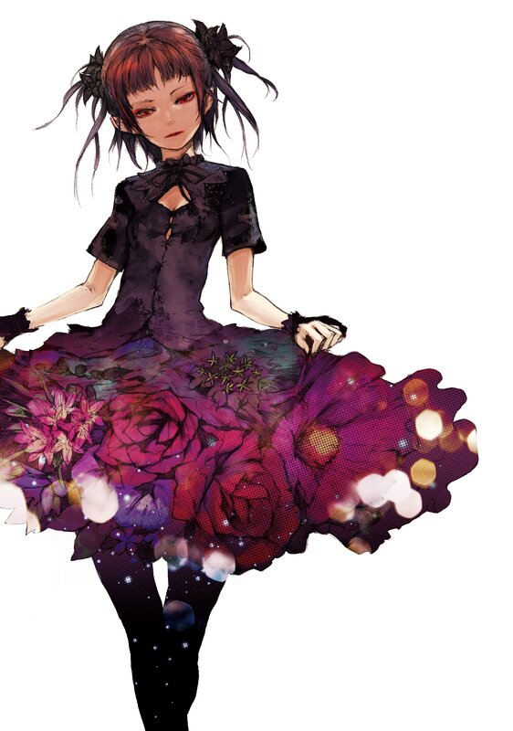 anime girl in floral dress