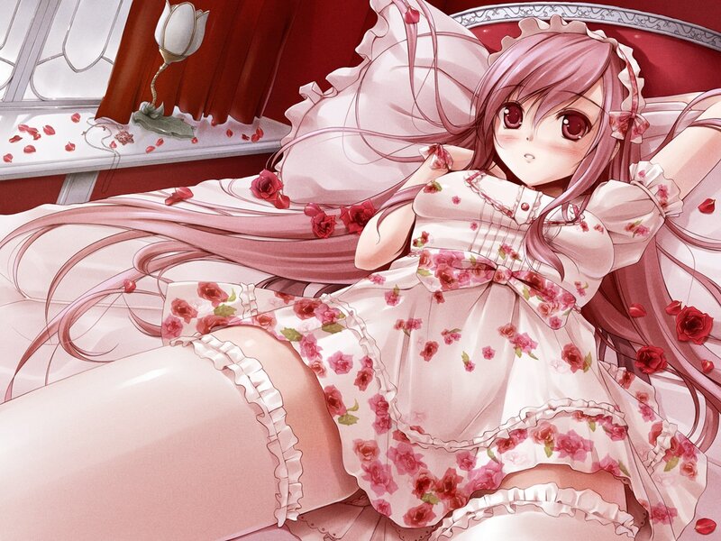Anime girl in floral dress