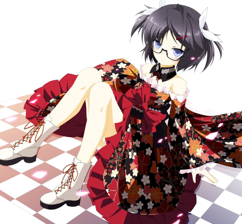 anime girl in floral dress