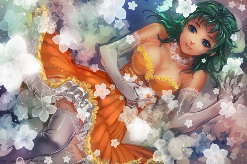 Anime girl in floral dress