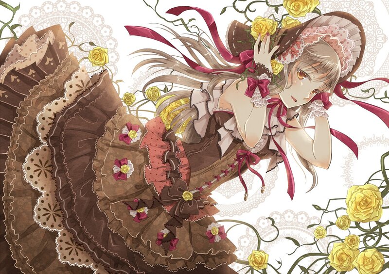anime girl in floral dress