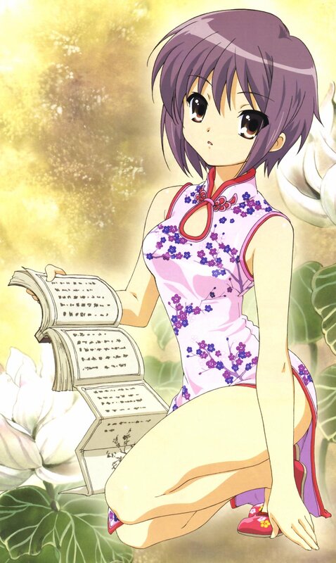 Anime girl in floral dress