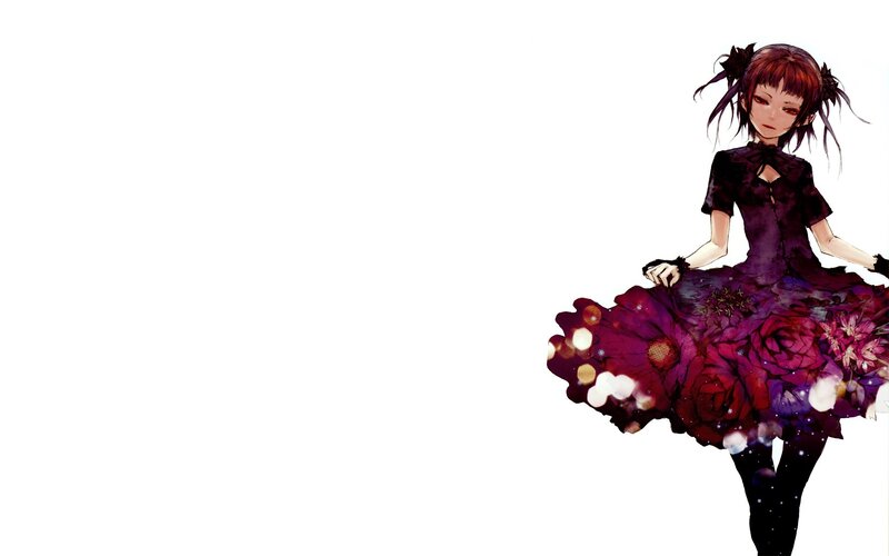 Anime Girl in Floral Dress — Purple, Dramatic