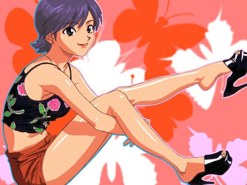 anime girl in floral top