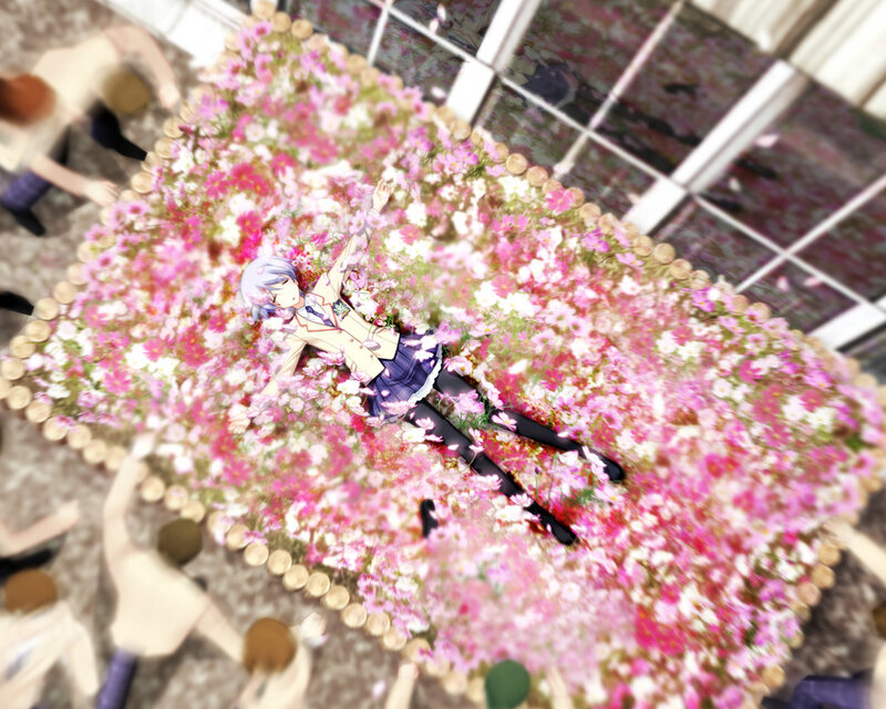 Anime Girl in Flower Bed — Pink