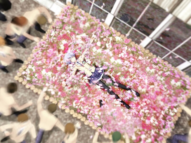anime girl in flower bed