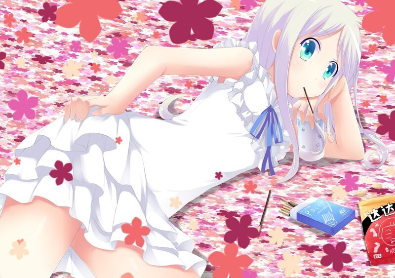 anime girl in flower field