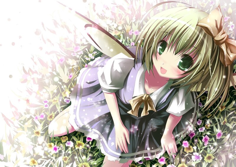 anime girl in flower field