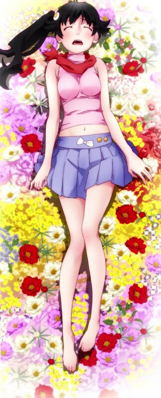 anime girl in flower field