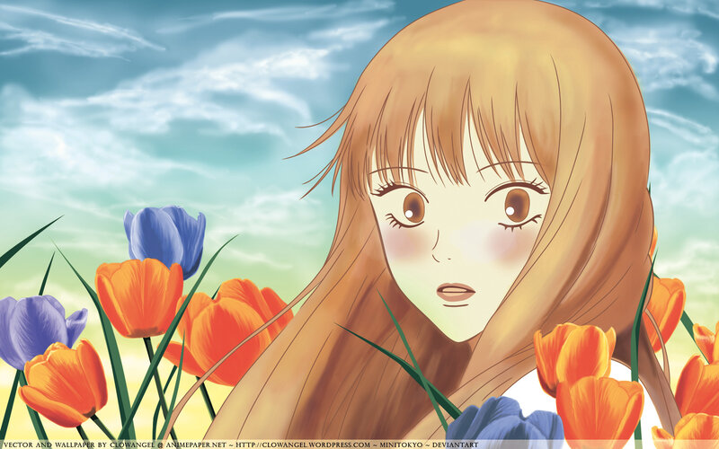 anime girl in flower field