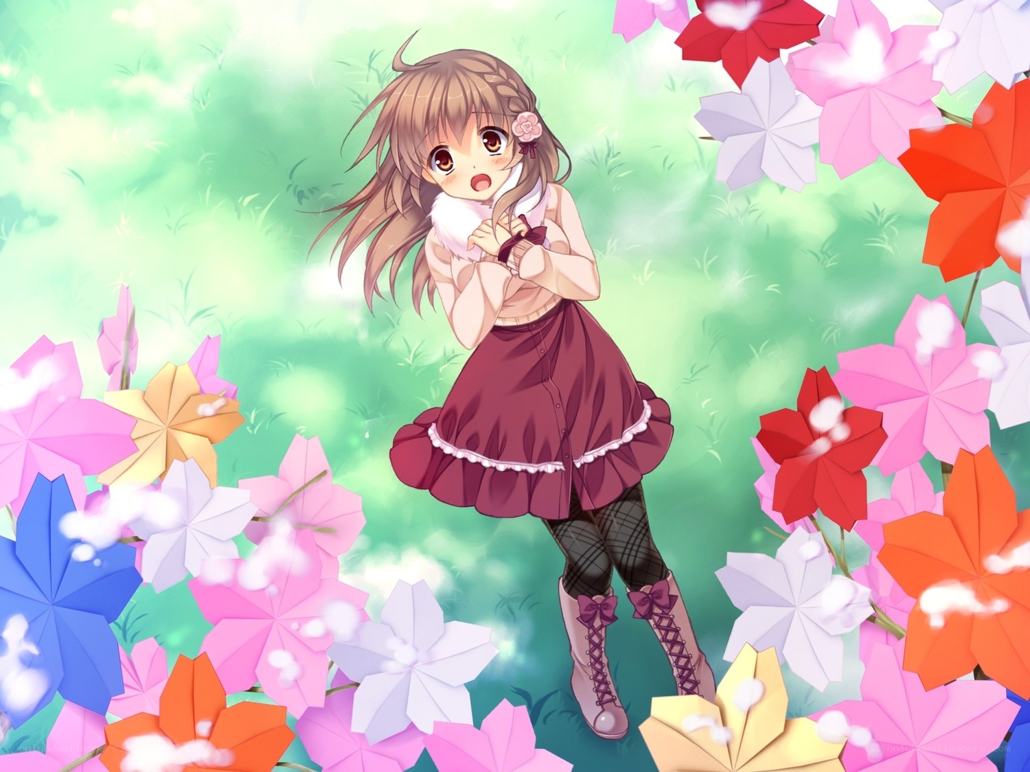 anime girl in flower field