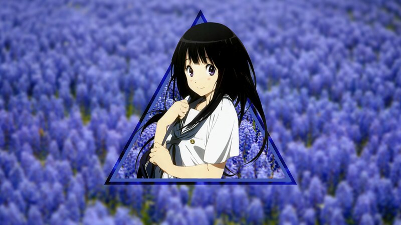 Anime Girl in Flower Field — Blue, Serene, Spring, Flower Field