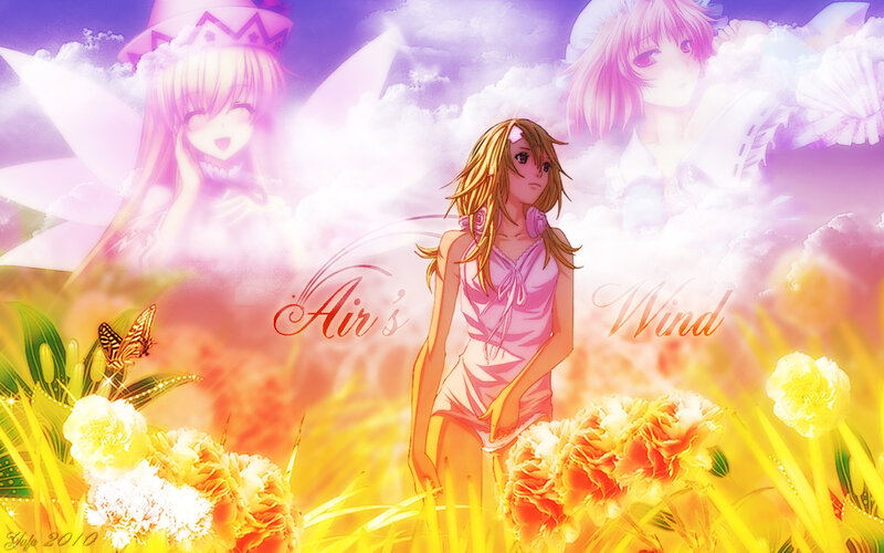 Anime Girl in Flower Field — Yellow, Dreamy