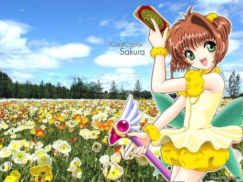 Anime Girl in Flower Field — Yellow