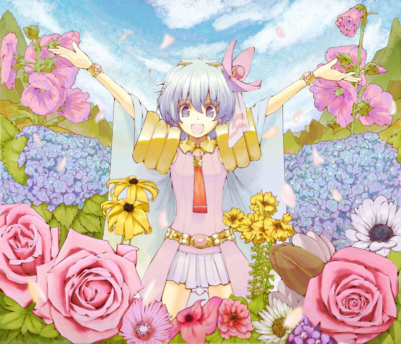 anime girl in flower garden