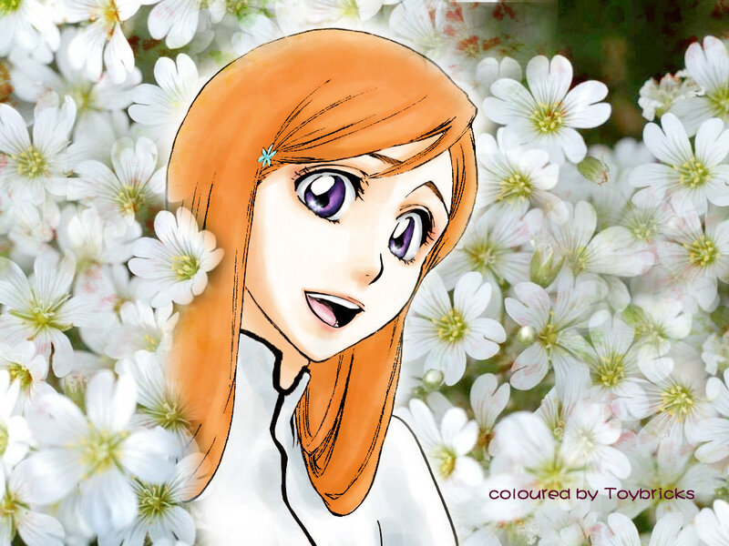 anime girl in flowers