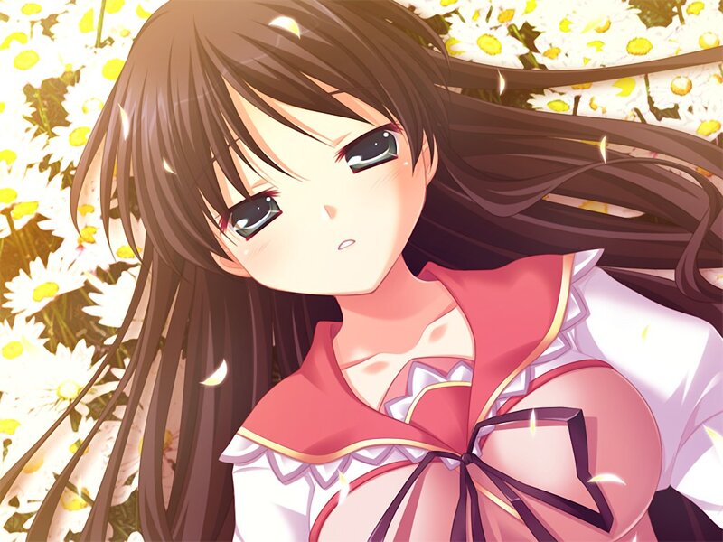 Anime Girl in Flowers — Brown