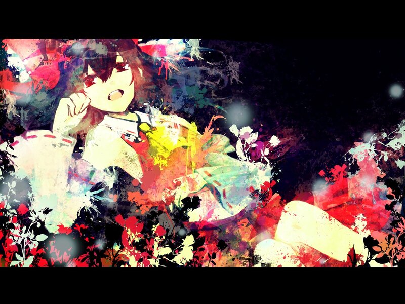 Anime Girl in Flowers — Red, Dramatic