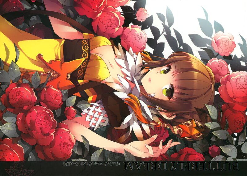 Anime Girl in Flowers — Red