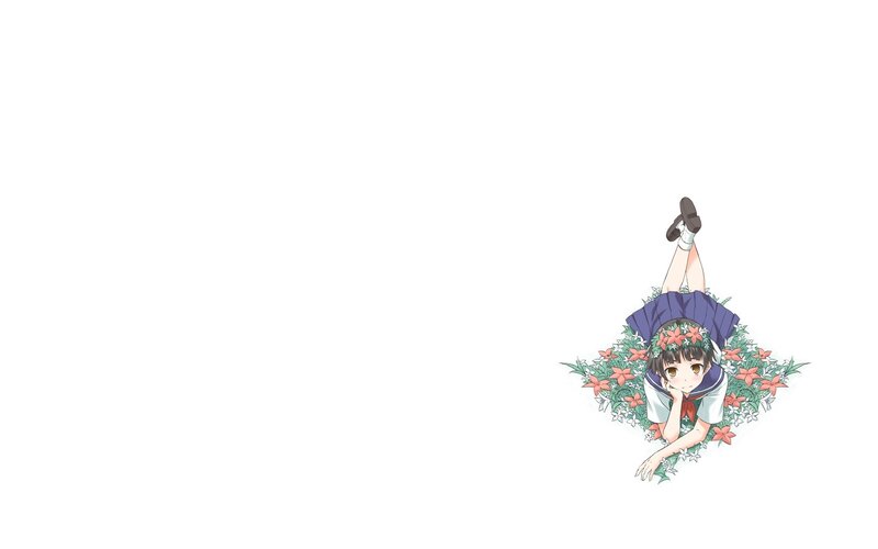 anime girl in flowers