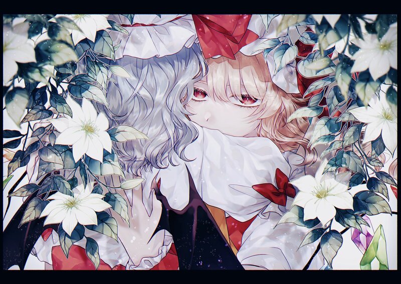 Anime Girl in Flowers — White, Serene, Digital Art