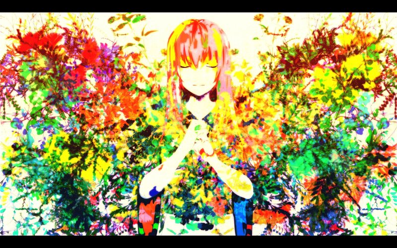 Anime Girl in Flowers — Yellow, Serene, Digital Art