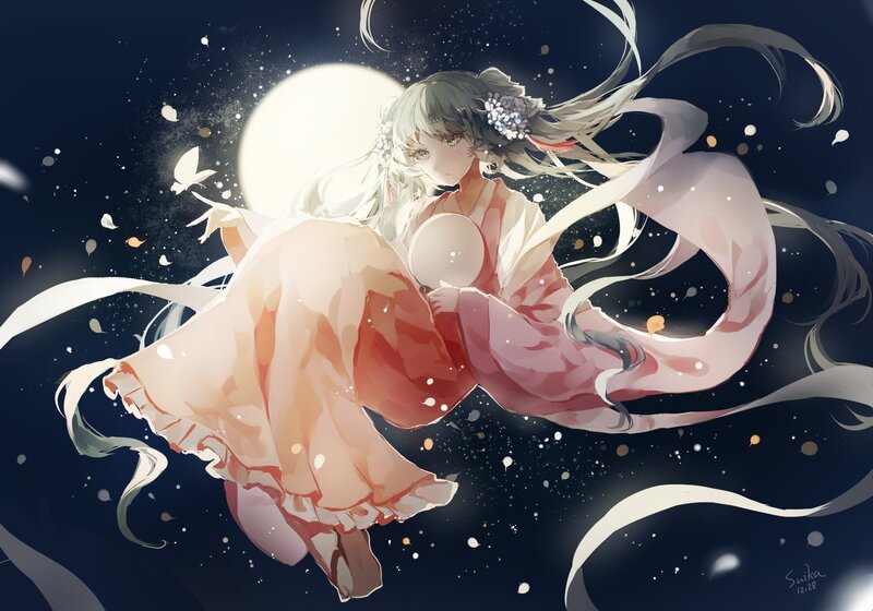 Anime Girl in Flowing Dress — Pink
