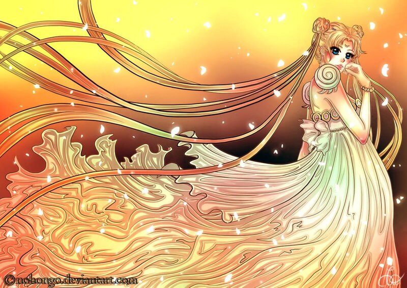 Anime Girl in Flowing Dress — Yellow