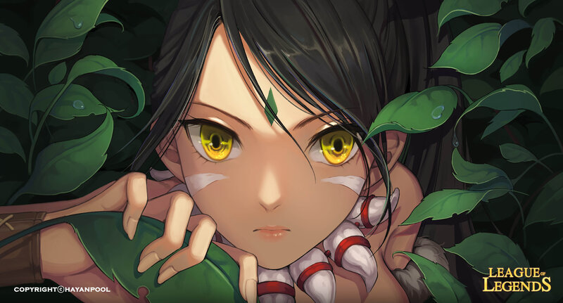 Anime Girl in Foliage — Green