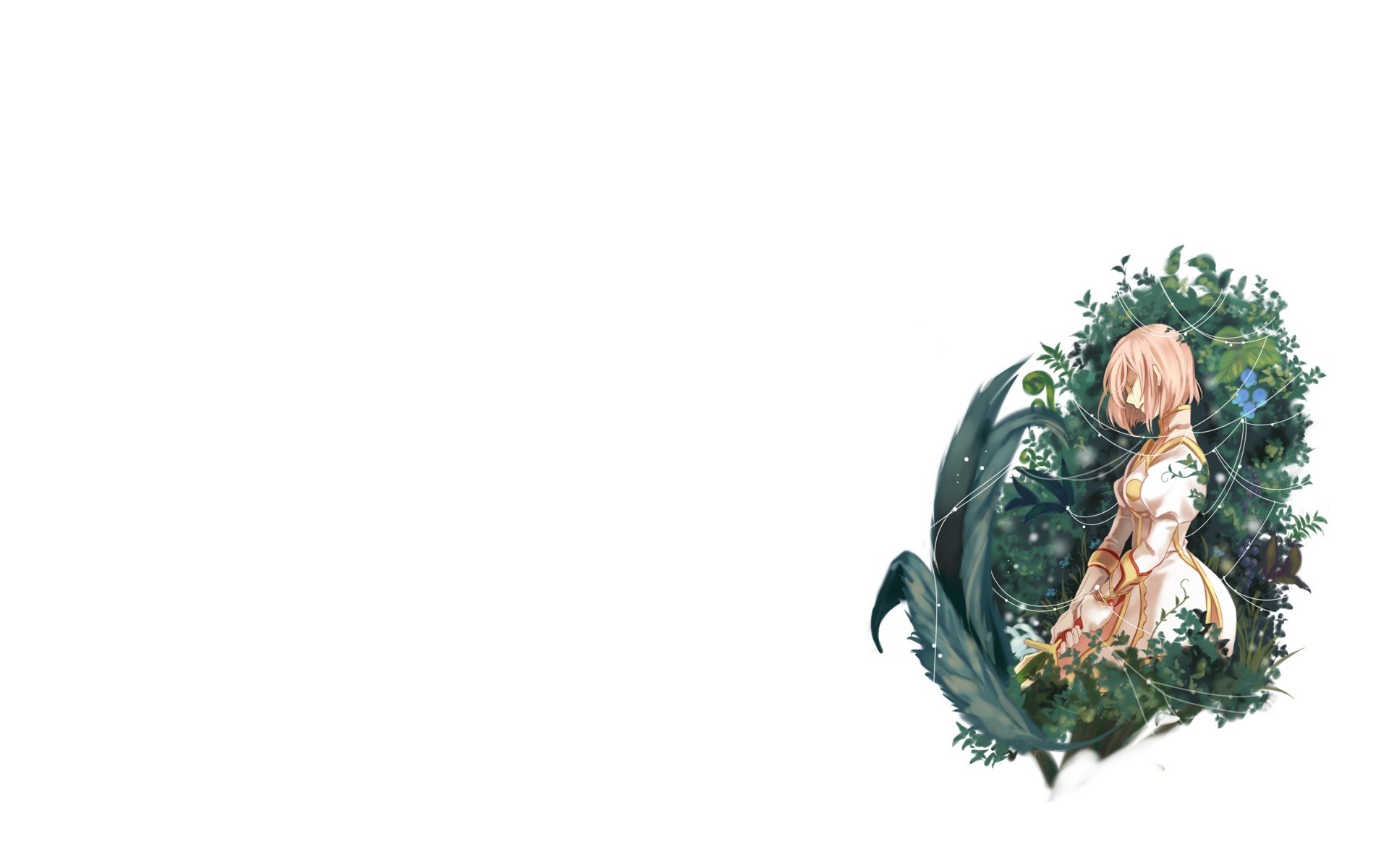 anime girl in foliage