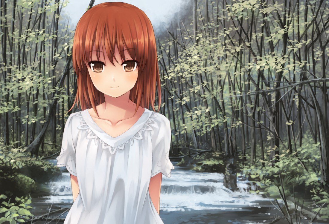 Anime girl in forest