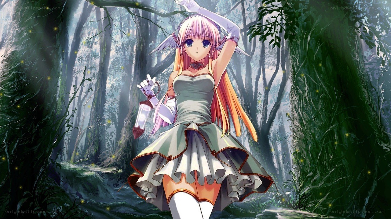 anime girl in forest
