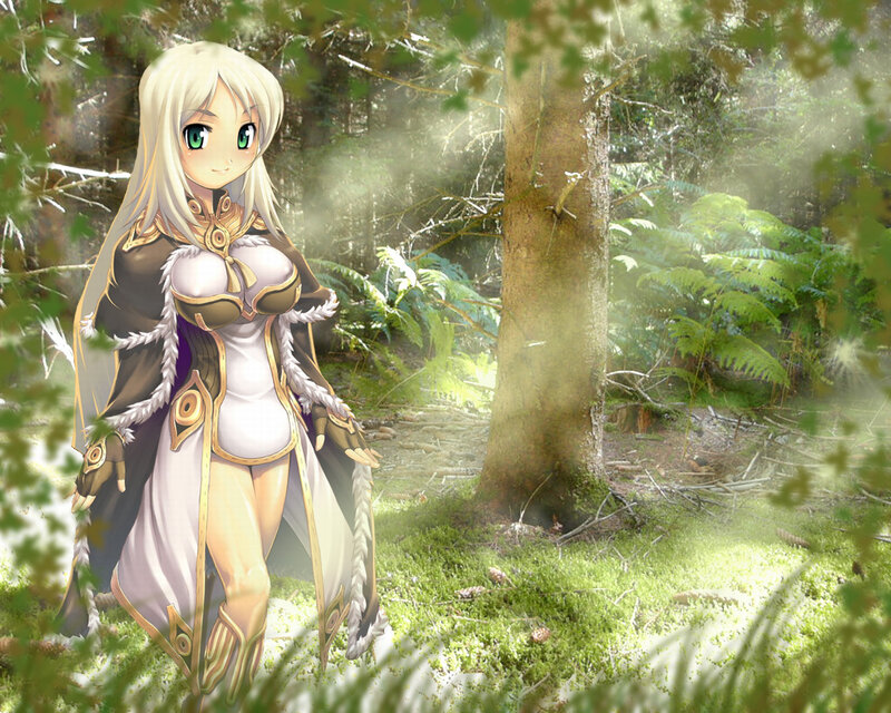 Anime girl in forest